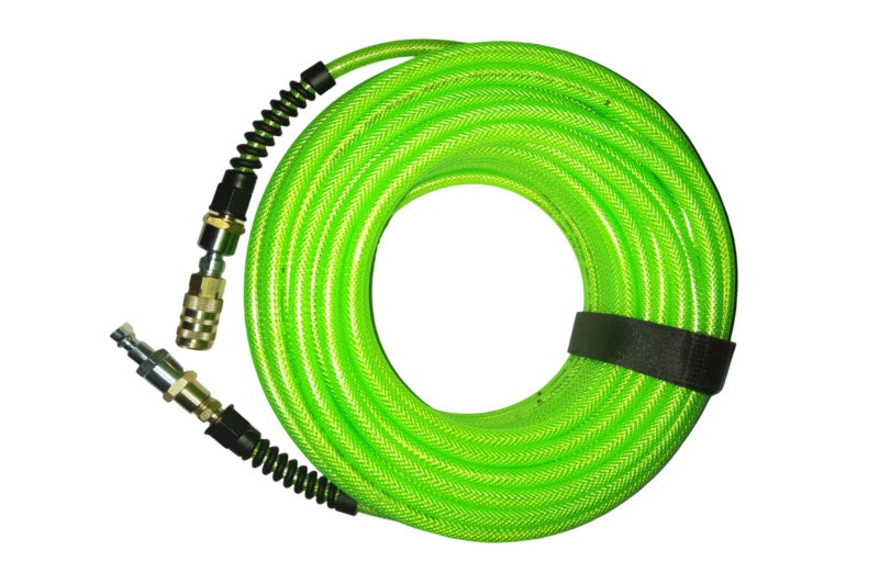 Zeluga Z-Flex Industrial Interchange with Ball Coupler and Air Safety Plug Reinforced Polyurethane Air Hose 300 PSI (Transparent Green, 1/4in. x 100ft.) - Image 2